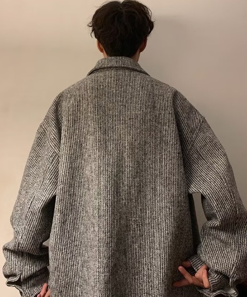 SHEPP（シープ）の「ツイードライク ルーズジャケット（テーラードジャケット・レディース・グレー/ブラック/ブラウン・M/L）」の11枚目の写真