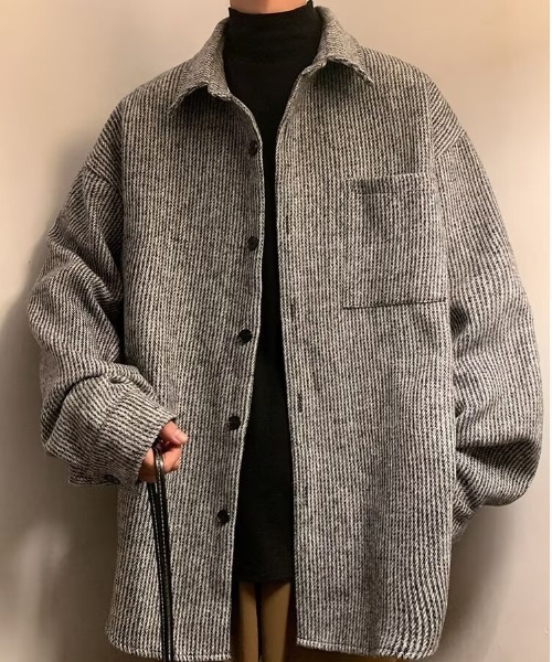 SHEPP（シープ）の「ツイードライク ルーズジャケット（テーラードジャケット・レディース・グレー/ブラック/ブラウン・M/L）」の4枚目の写真