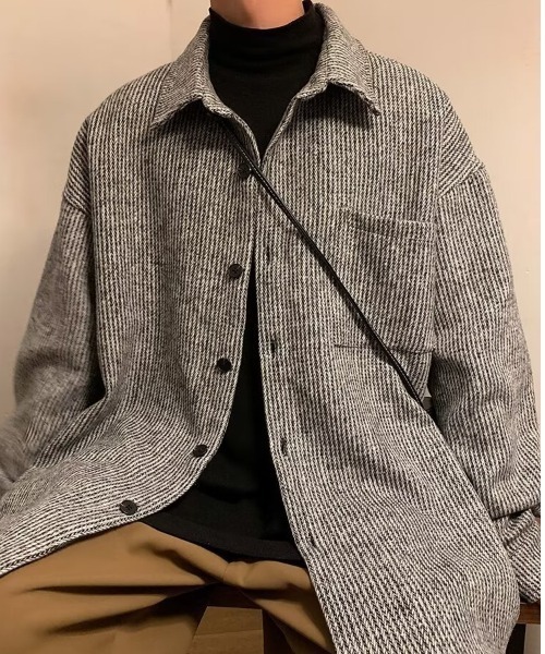SHEPP（シープ）の「ツイードライク ルーズジャケット（テーラードジャケット・レディース・グレー/ブラック/ブラウン・M/L）」の6枚目の写真