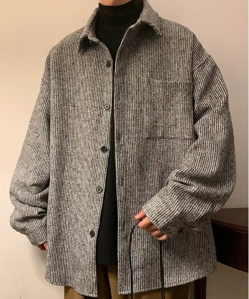 SHEPP（シープ）の「ツイードライク ルーズジャケット（テーラードジャケット・レディース・グレー/ブラック/ブラウン・M/L）」の21枚目の写真