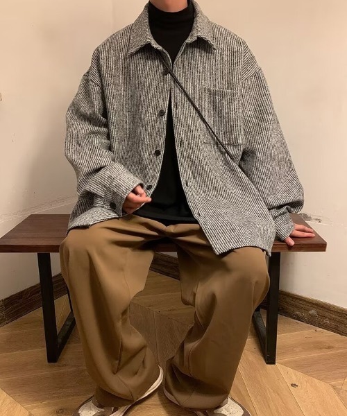 SHEPP（シープ）の「ツイードライク ルーズジャケット（テーラードジャケット・レディース・グレー/ブラック/ブラウン・M/L）」の8枚目の写真