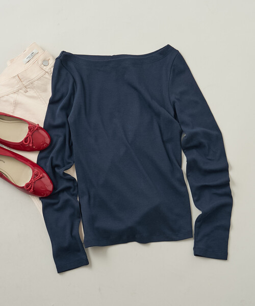 FREAK'S STORE(フリークスストア)の「コットンモダール ボ ートネックロンT(Tシャツ/カットソー・レディース・その他13/ホワイト/レッド/ブラック/ネイビー/ライトグレー・MEDIUM/SMALL)」の5枚目の写真