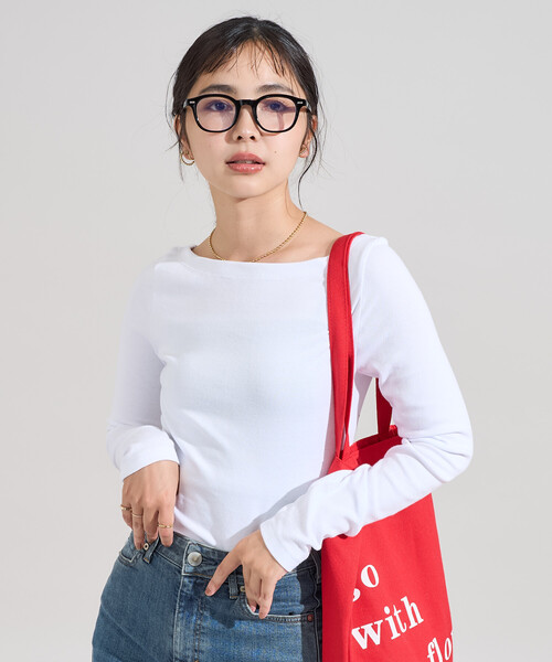 FREAK'S STORE(フリークスストア)の「コットンモダール ボ ートネックロンT(Tシャツ/カットソー・レディース・その他13/ホワイト/レッド/ブラック/ネイビー/ライトグレー・MEDIUM/SMALL)」の2枚目の写真