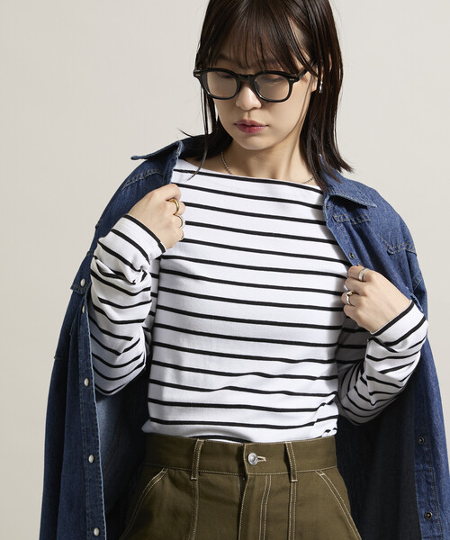 FREAK'S STORE(フリークスストア)の「コットンモダール ボ ートネックロンT(Tシャツ/カットソー・レディース・その他13/ホワイト/レッド/ブラック/ネイビー/ライトグレー・MEDIUM/SMALL)」の6枚目の写真