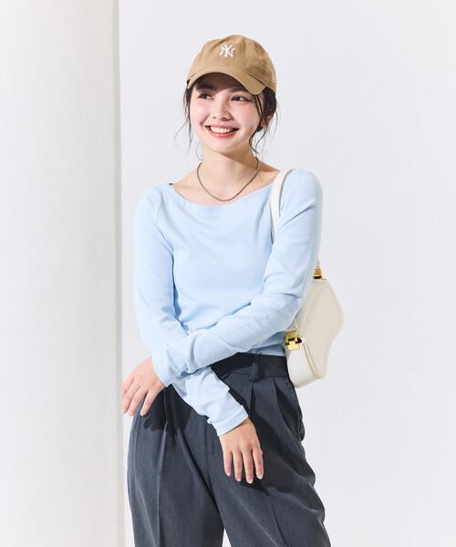 FREAK'S STORE（フリークスストア）の「＜新色追加＞コットンモダール ボ ートネックロンT（Tシャツ/カットソー・レディース・その他13/ホワイト/レッド/ブラック/ネイビー/ライトグレー/サックスブルー/ピンク・MEDIUM/SMALL）」の6枚目の写真