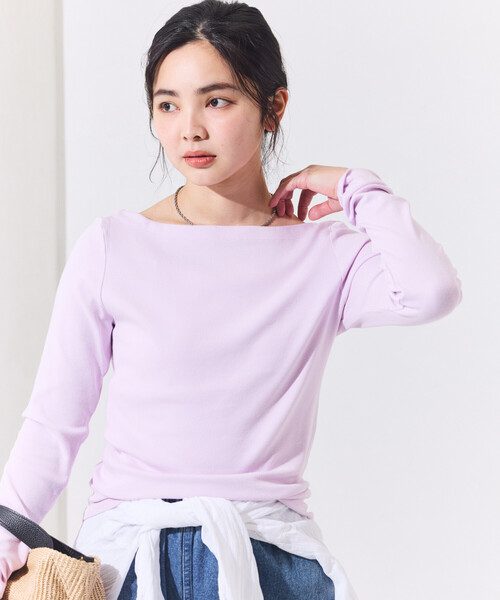 FREAK'S STORE（フリークスストア）の「＜新色追加＞コットンモダール ボ ートネックロンT（Tシャツ/カットソー・レディース・その他13/ホワイト/レッド/ブラック/ネイビー/ライトグレー/サックスブルー/ピンク・MEDIUM/SMALL）」の7枚目の写真