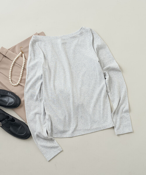 FREAK'S STORE(フリークスストア)の「コットンモダール ボ ートネックロンT(Tシャツ/カットソー・レディース・その他13/ホワイト/レッド/ブラック/ネイビー/ライトグレー・MEDIUM/SMALL)」の4枚目の写真