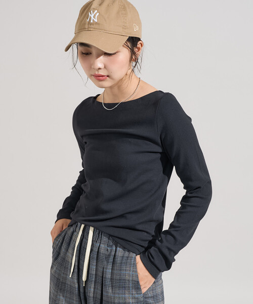 FREAK'S STORE(フリークスストア)の「コットンモダール ボ ートネックロンT(Tシャツ/カットソー・レディース・その他13/ホワイト/レッド/ブラック/ネイビー/ライトグレー・MEDIUM/SMALL)」の3枚目の写真