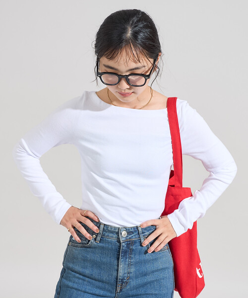 FREAK'S STORE(フリークスストア)の「コットンモダール ボ ートネックロンT(Tシャツ/カットソー・レディース・その他13/ホワイト/レッド/ブラック/ネイビー/ライトグレー・MEDIUM/SMALL)」の11枚目の写真