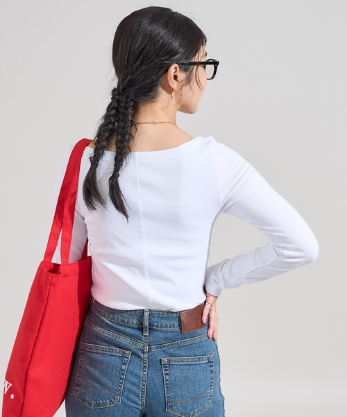 セール】コットンモダール ボ ートネックロンT（Tシャツ