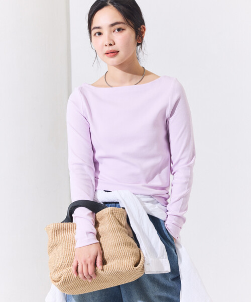 FREAK'S STORE(フリークスストア)の「<新色追加>コットンモダール ボ ートネックロンT(Tシャツ/カットソー・レディース・その他13/ホワイト/レッド/ブラック/ネイビー/ライトグレー/サックスブルー/ピンク/ボルドー・MEDIUM/SMALL)」の10枚目の写真