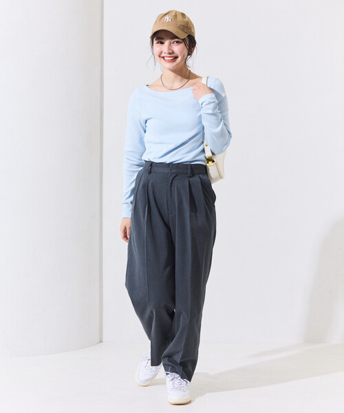セール】＜新色追加＞コットンモダール ボ ートネックロンT（Tシャツ