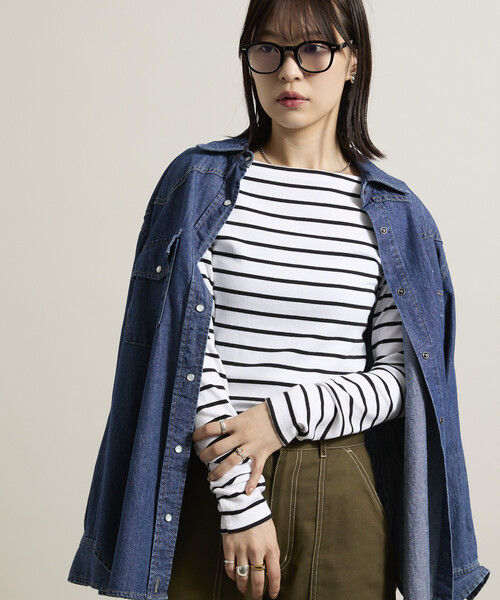 FREAK'S STORE（フリークスストア）の「＜新色追加＞コットンモダール ボ ートネックロンT（Tシャツ/カットソー・レディース・その他13/ホワイト/レッド/ブラック/ネイビー/ライトグレー/サックスブルー/ピンク・MEDIUM/SMALL）」の13枚目の写真