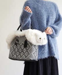 WOVEN（ウーヴン）の「WOVEN (ウーヴン) / エコファー ねこフラップカバー バッグカバー トートバッグ用 猫（トートバッグ）」