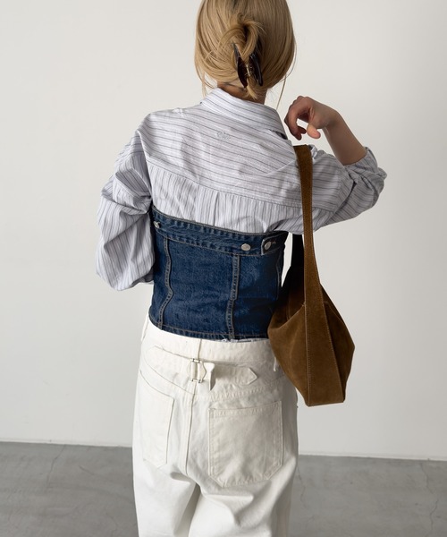 CANAL JEAN(キャナルジーン)の「diggity デニムビスチェ(ベスト・レディース・ダークインディゴブルー・SMALL/MEDIUM)」の7枚目の写真