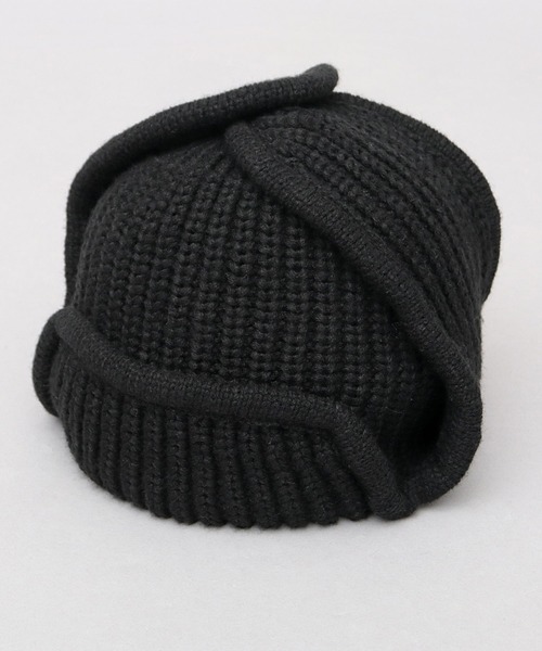 ReqHatter（レックハッター）の「ドッグイヤー リブニット フライトニットキャップ（ニットキャップ/ビーニー・メンズ・ブラック/グレー・FREE）」の3枚目の写真