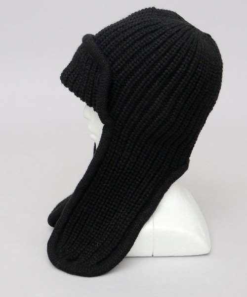 ReqHatter（レックハッター）の「ドッグイヤー リブニット フライトニットキャップ（ニットキャップ/ビーニー・メンズ・ブラック/グレー・FREE）」の9枚目の写真