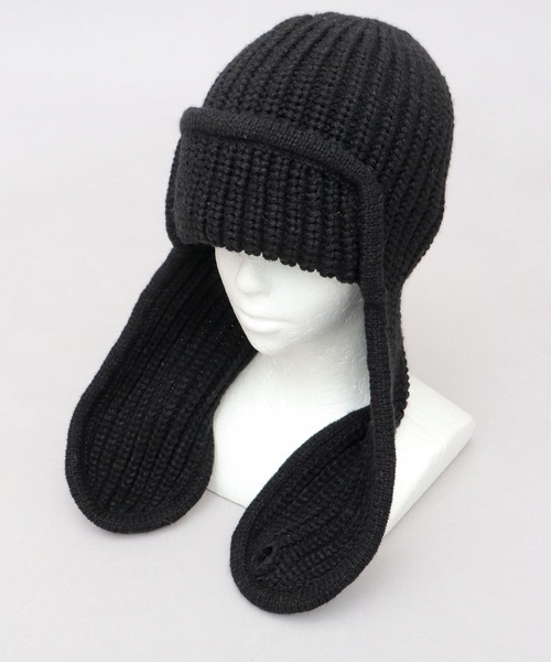 ReqHatter（レックハッター）の「ドッグイヤー リブニット フライトニットキャップ（ニットキャップ/ビーニー・メンズ・ブラック/グレー・FREE）」の11枚目の写真