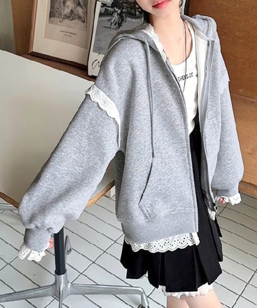 Riff(リフ)の「レースジップパーカー(パーカー・レディース・グレー・FREE)」の13枚目の写真