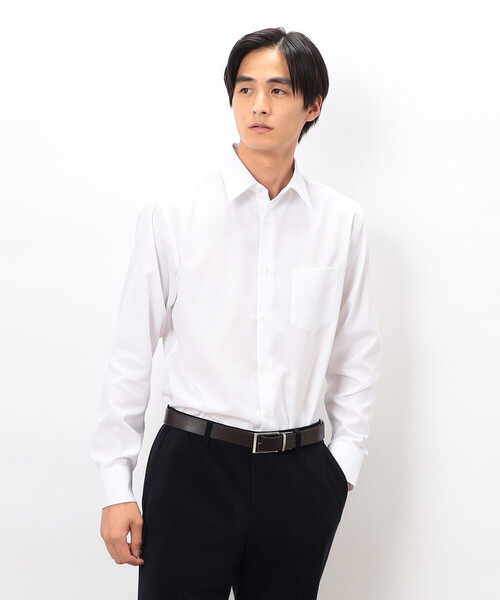 COMME CA ISM(コムサイズム)の「市松柄ドビー ドレスシャツ(ビジネスシャツ・メンズ・ホワイト・MEDIUM/SMALL/X-LARGE/LARGE)」の3枚目の写真