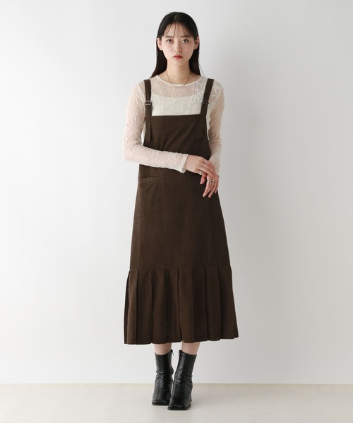 セール】ホソコールプリーツジャンスカ（サロペット/オーバーオール