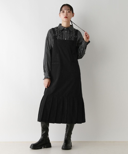 RAGEBLUE（レイジブルー）の「ホソコールプリーツジャンスカ（サロペット/オーバーオール・レディース・ブラック/ブラウン・FREE）」の16枚目の写真