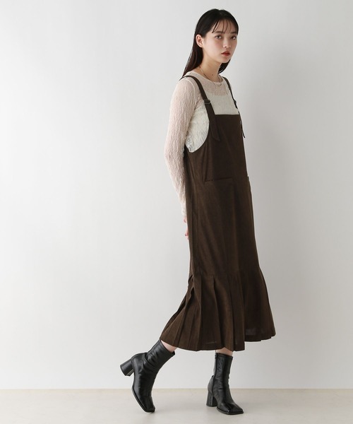 RAGEBLUE（レイジブルー）の「ホソコールプリーツジャンスカ（サロペット/オーバーオール・レディース・ブラック/ブラウン・FREE）」の13枚目の写真