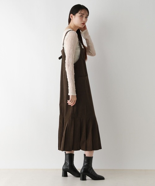 RAGEBLUE（レイジブルー）の「ホソコールプリーツジャンスカ（サロペット/オーバーオール・レディース・ブラック/ブラウン・FREE）」の12枚目の写真