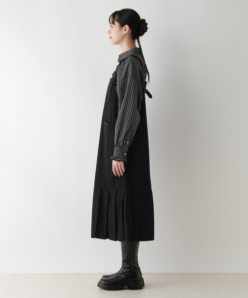 RAGEBLUE（レイジブルー）の「ホソコールプリーツジャンスカ（サロペット/オーバーオール・レディース・ブラック/ブラウン・FREE）」の11枚目の写真