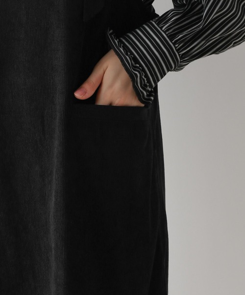 RAGEBLUE（レイジブルー）の「ホソコールプリーツジャンスカ（サロペット/オーバーオール・レディース・ブラック/ブラウン・FREE）」の7枚目の写真