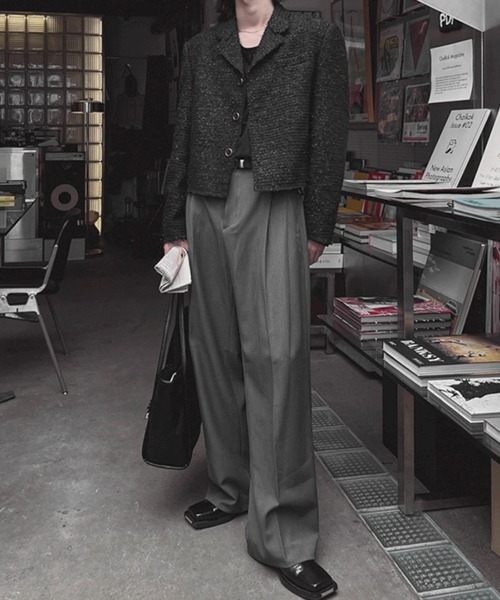 NOWLE(ノウル)の「【NOWLE】ラメツイード フリンジヘム ショート丈 テーラードジャケット(テーラードジャケット・メンズ・ホワイト/ブラック・MEDIUM/LARGE/X-LARGE)」の7枚目の写真