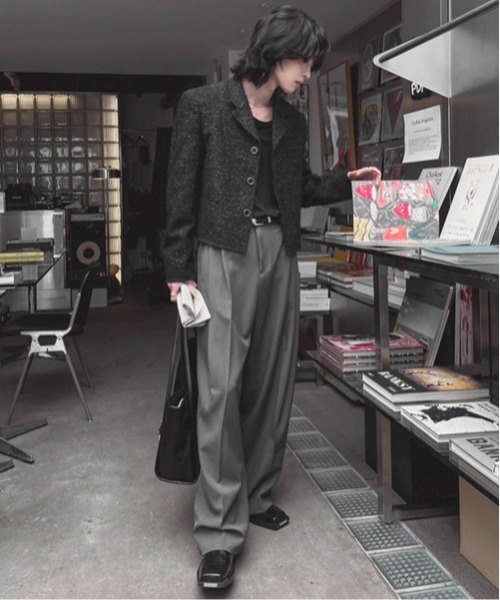 NOWLE(ノウル)の「【NOWLE】ラメツイード フリンジヘム ショート丈 テーラードジャケット(テーラードジャケット・メンズ・ホワイト/ブラック・MEDIUM/LARGE/X-LARGE)」の14枚目の写真