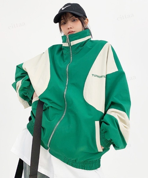Dalfwin（ダールフィン）の「韓国ファッション TUANORTSA配色スポーツブルゾン（ブルゾン・レディース・グリーン/ブルー・FREE）」の5枚目の写真
