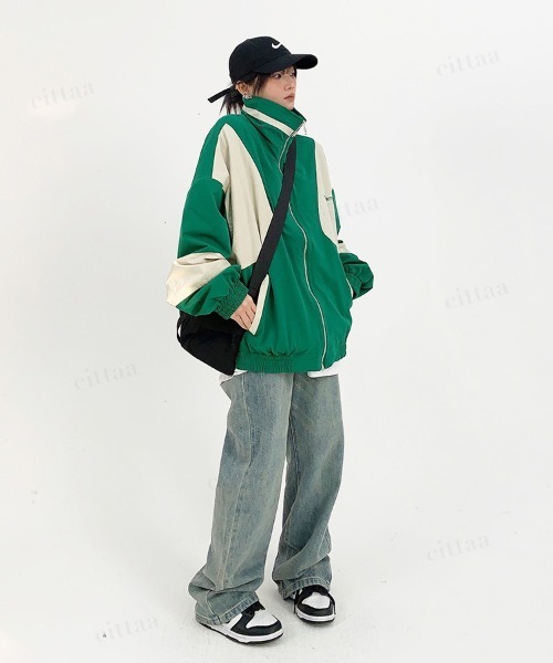 Dalfwin（ダールフィン）の「韓国ファッション TUANORTSA配色スポーツブルゾン（ブルゾン・レディース・グリーン/ブルー・FREE）」の14枚目の写真