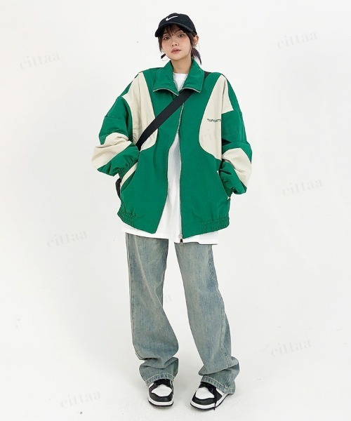 Dalfwin（ダールフィン）の「韓国ファッション TUANORTSA配色スポーツブルゾン（ブルゾン・レディース・グリーン/ブルー・FREE）」の15枚目の写真