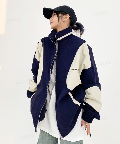 Dalfwin（ダールフィン）の「韓国ファッション TUANORTSA配色スポーツブルゾン（ブルゾン・レディース・グリーン/ブルー・FREE）」の17枚目の写真