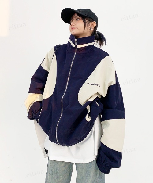 Dalfwin（ダールフィン）の「韓国ファッション TUANORTSA配色スポーツブルゾン（ブルゾン・レディース・グリーン/ブルー・FREE）」の20枚目の写真