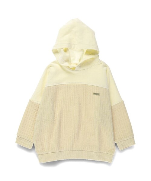 BRANSHES（ブランシェス）の「【おそろい】異素材切り替えパーカー（パーカー・キッズ・アイボリー/ネイビー・90/150/140/100/110/120/130）」の3枚目の写真