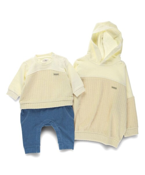 BRANSHES（ブランシェス）の「【おそろい】異素材切り替えパーカー（パーカー・キッズ・アイボリー/ネイビー・90/150/140/100/110/120/130）」の13枚目の写真