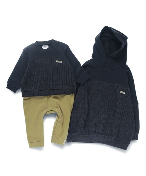 BRANSHES（ブランシェス）の「【おそろい】異素材切り替えパーカー（パーカー・キッズ・アイボリー/ネイビー・90/150/140/100/110/120/130）」の15枚目の写真