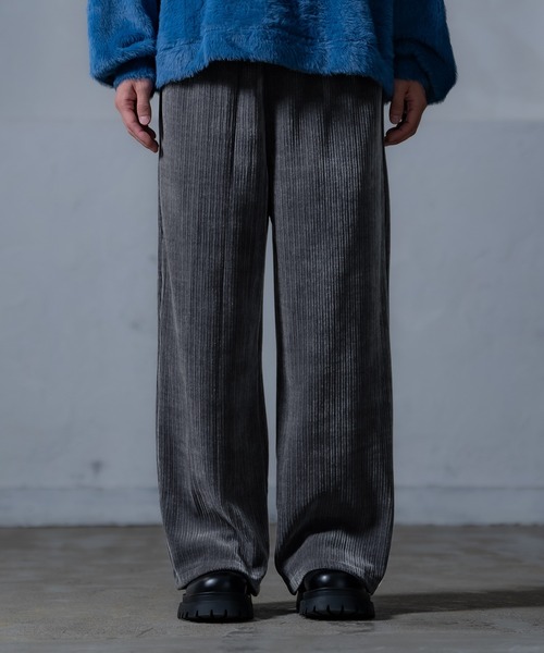 kapital タペストリーコーデュロイ　ワイドパンツ　黒 セール】太コーデュロイ ワイドパンツ（その他パンツ）｜improves