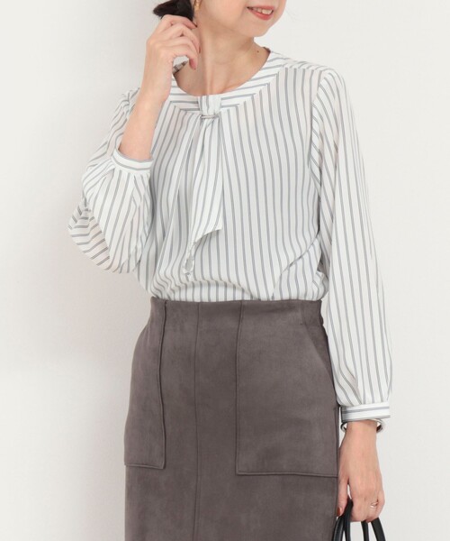 MICO COULIER(ミコクリエ)の「ジョーゼットストライプブラウス(シャツ/ブラウス・レディース・ホワイト系その他/ブルー系その他・38)」の1枚目の写真