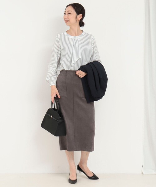 MICO COULIER(ミコクリエ)の「ジョーゼットストライプブラウス(シャツ/ブラウス・レディース・ホワイト系その他/ブルー系その他・38)」の9枚目の写真