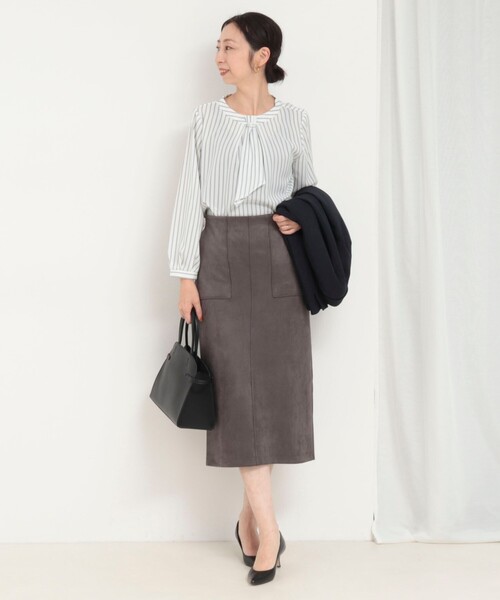 MICO COULIER(ミコクリエ)の「ジョーゼットストライプブラウス(シャツ/ブラウス・レディース・ホワイト系その他/ブルー系その他・38)」の7枚目の写真