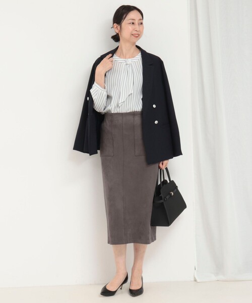 MICO COULIER(ミコクリエ)の「ジョーゼットストライプブラウス(シャツ/ブラウス・レディース・ホワイト系その他/ブルー系その他・38)」の4枚目の写真