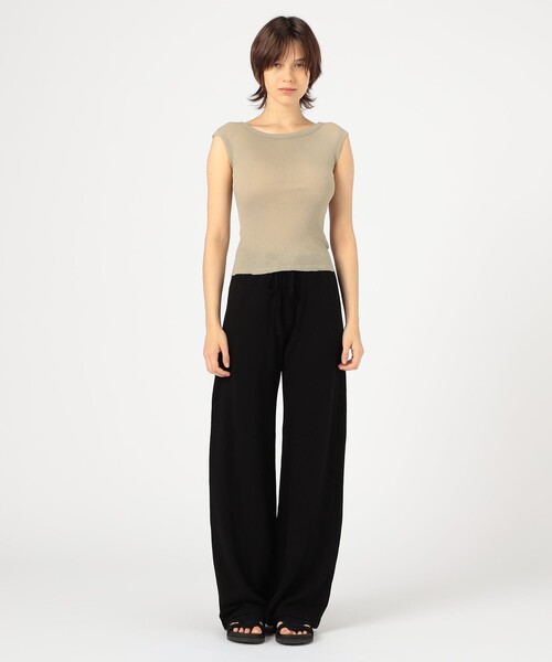 JAMES PERSE(ジェームスパース)の「コットンカシミヤブレンド ボートネックトップス WVA3206(Tシャツ/カットソー・レディース・ブラック/ベージュ・0)」の3枚目の写真