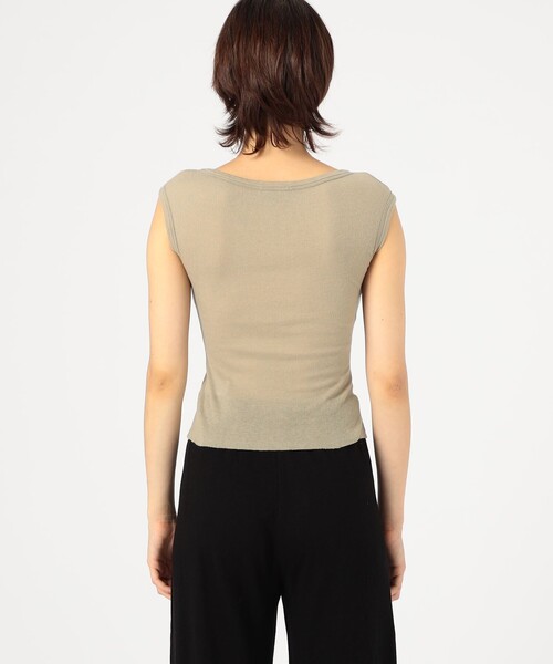 JAMES PERSE(ジェームスパース)の「コットンカシミヤブレンド ボートネックトップス WVA3206(Tシャツ/カットソー・レディース・ブラック/ベージュ・0)」の6枚目の写真