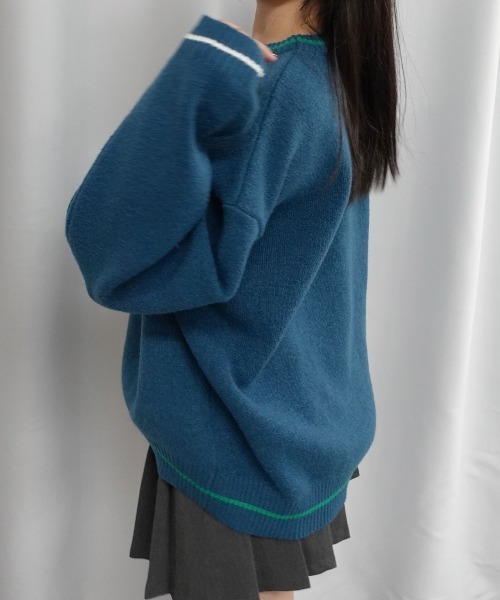 Lots of Love(ロッツオブラブ)の「CHILLロゴジャガードニットプルオーバー(ニット/セーター・レディース・ベージュ/ネイビー/グレー/ブルー・FREE)」の8枚目の写真