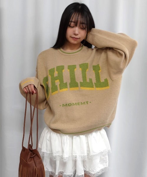 Lots of Love(ロッツオブラブ)の「CHILLロゴジャガードニットプルオーバー(ニット/セーター・レディース・ベージュ/ネイビー/グレー/ブルー・FREE)」の9枚目の写真