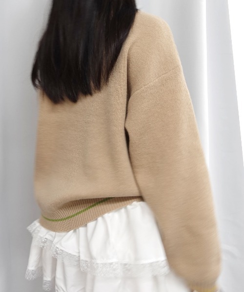 Lots of Love(ロッツオブラブ)の「CHILLロゴジャガードニットプルオーバー(ニット/セーター・レディース・ベージュ/ネイビー/グレー/ブルー・FREE)」の10枚目の写真